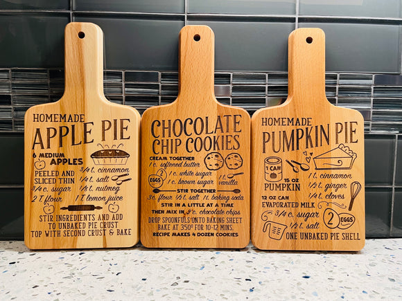 Fall Themed Kitchen Recipe Boards | Sugar Cookies | Gingerbread Cookies | Chocolate Chip Cookies  | Pumpkin, Apple, Pecan Pie | Thanksgiving